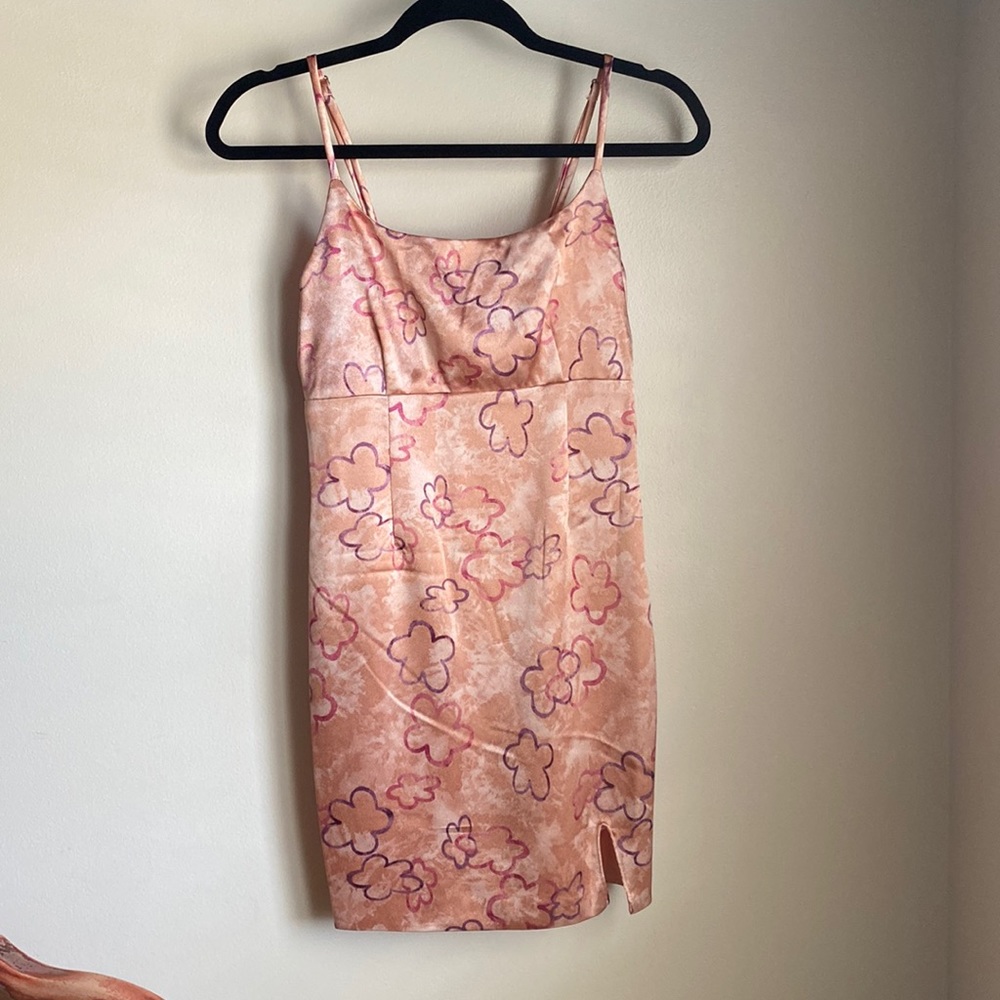Pink Mini Dress with Y2K Flowers (size XS) - Picture 2 of 4